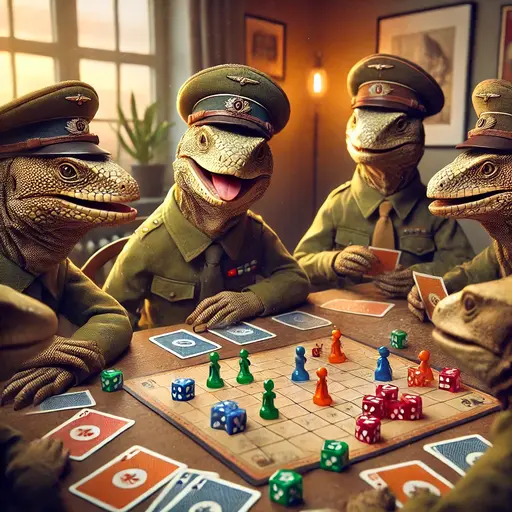 Lizards playing a board game